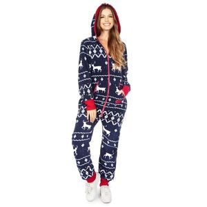 Tipsy Elves Blue Reindeer Jumpsuit